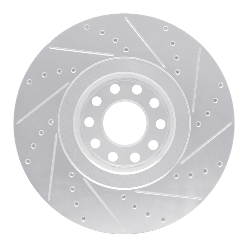 Audi A8 Brake Rotor (1) - Front Left - R1 Concepts - Drilled & Slotted - Silver - `00-`03